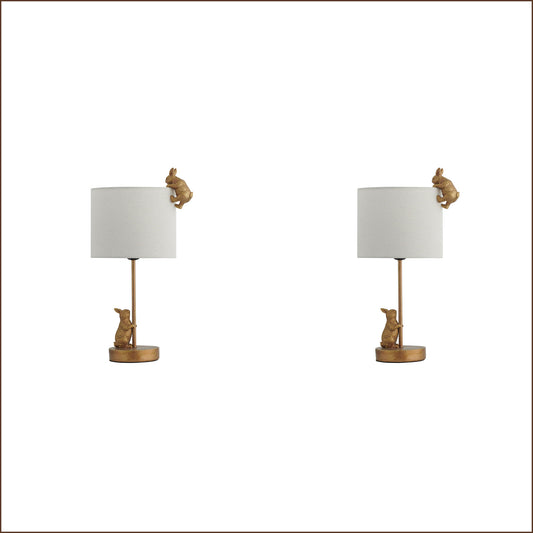 2X Lexi Lighting Two Rabbits Playing Table Lamp