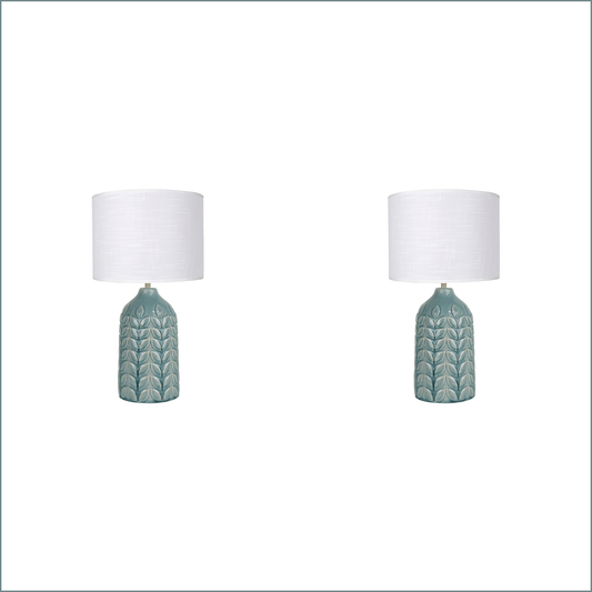 2 X Lexi Lighting Bloom Ceramic Table Lamp - Blue