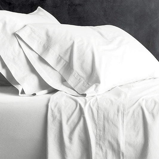 Double Bed Park Avenue European Vintage Washed Cotton Sheet sets White