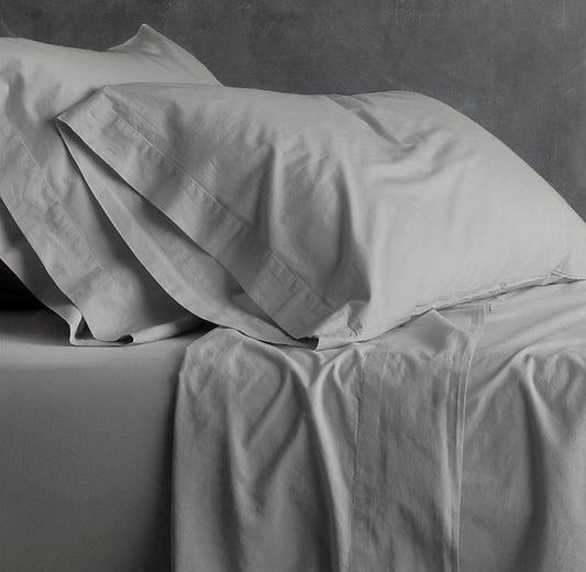 Double Bed Park Avenue European Vintage Washed Cotton Sheet sets Coal