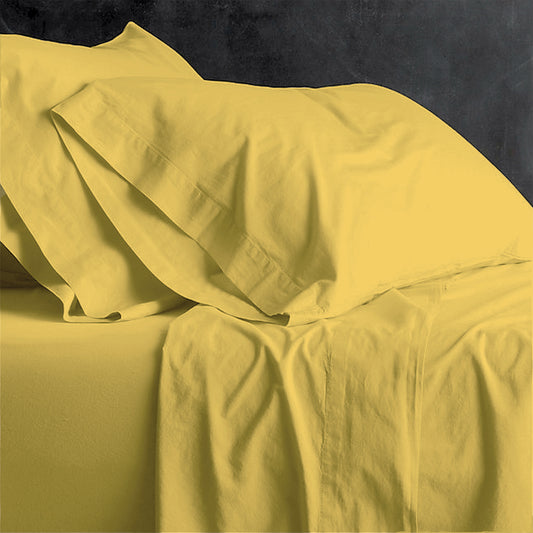 Double Bed Park Avenue European Vintage Washed Cotton Sheet sets Misted Yellow
