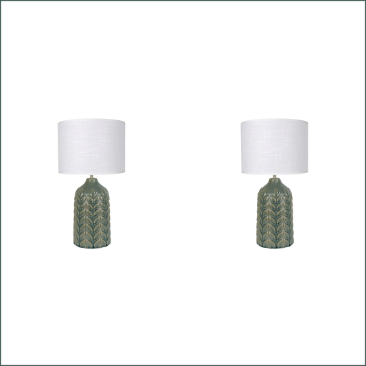 2 X Lexi Lighting Bloom Ceramic Table Lamp - Green