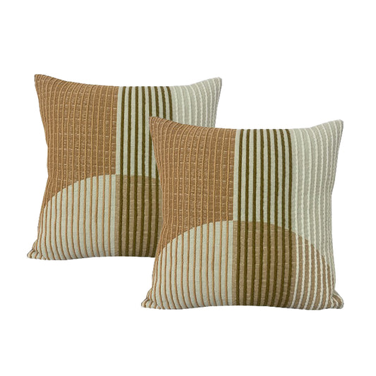 Cloud Linen Cotton Embroidered Cushion 50 x 50 Cms Polyester Filled Morris Rust -Twin Pack