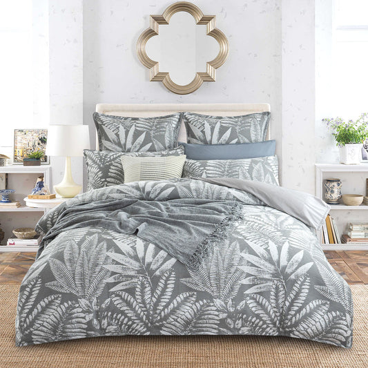 King Bed Renee Taylor Raven Jacquard Quilt cover set Charcoal