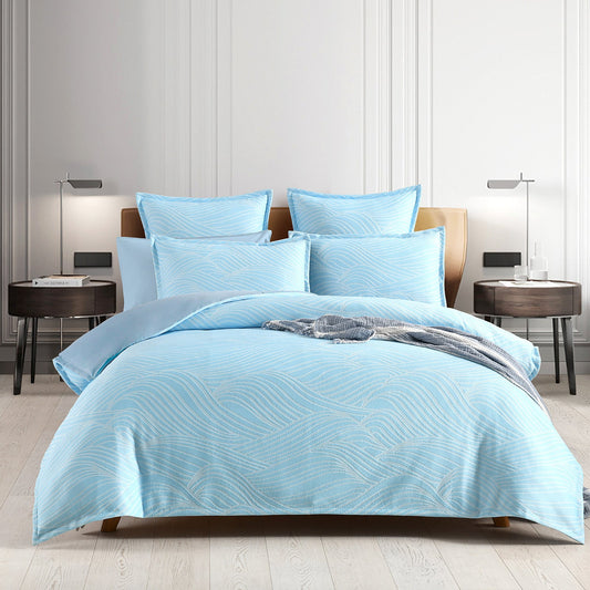 King Bed Renee Taylor Oscillate Jacquard Quilt cover set Sky