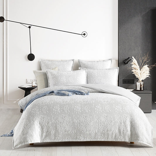 King Bed Renee Taylor Chloe Jersey Jacquard Quilt cover set Ivory