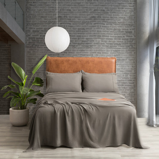 Ddecor Home Ultra Plush Vintage Washed Microfiber Sheet set Single Granite