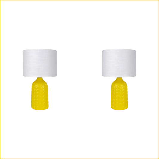 2 X Lexi Lighting Bloom Ceramic Table Lamp - Yellow