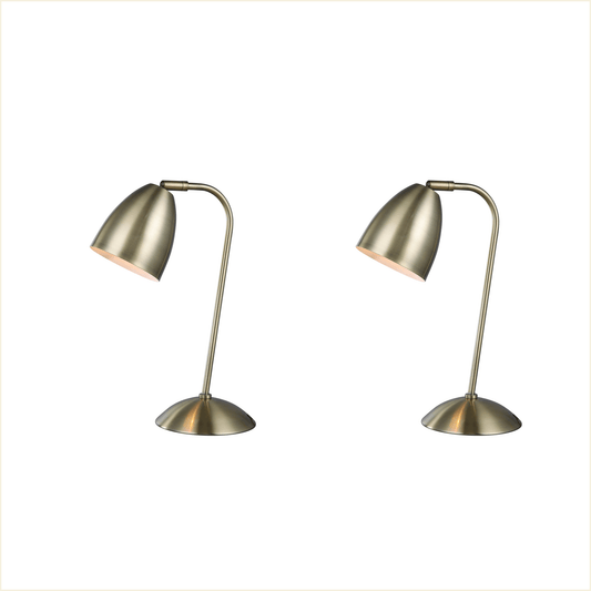2 X Lexi Lighting Astro Touch Table Lamp - Antique Brass