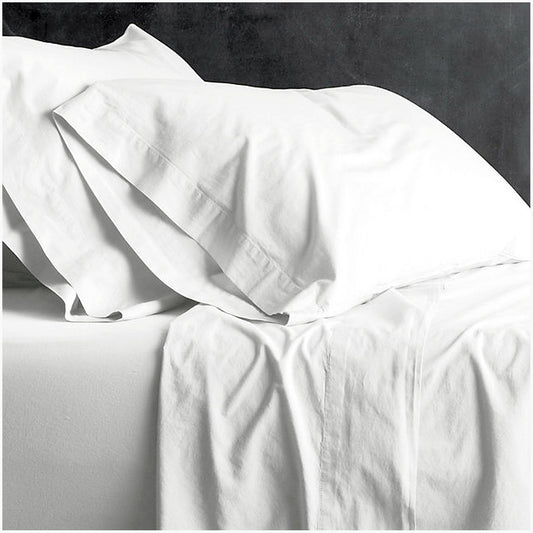 Queen Bed Park Avenue European Vintage Washed Cotton Sheet Set White