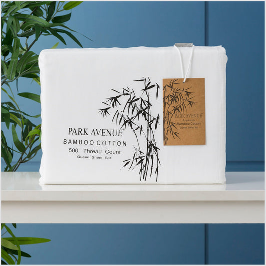 Split King Bed Park Avenue 500 TC Bamboo Cotton Sheet Set White