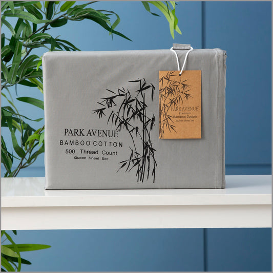 Long Single Bed Park Avenue 500 TC Bamboo Cotton sheet Set Charcoal