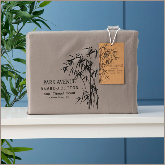 Super King Bed Park Avenue 500 Thread Count Bamboo Cotton Sheet Set Pewter