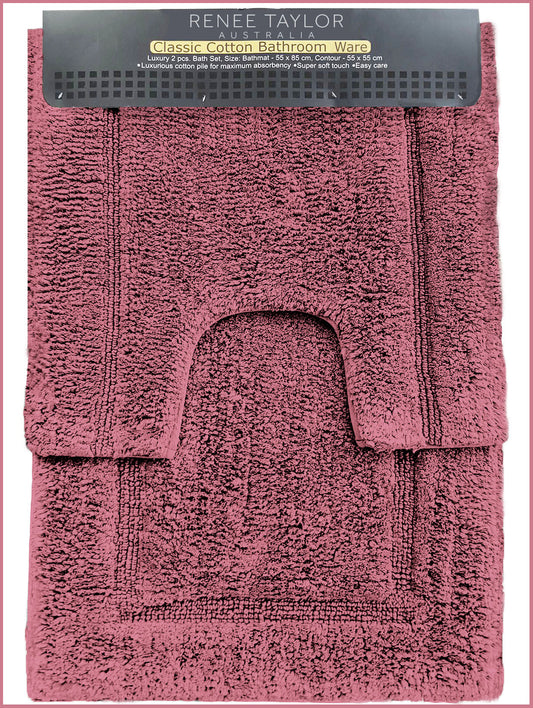 Renee Taylor 2 Piece 2200 GSM Tufted Bath Mat Set Rosebud