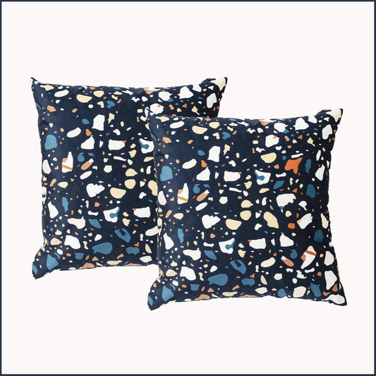 Renee Taylor Poly Velvet Printed Cushion filled 50 x 50 Cms Terazzo- Twin Pack