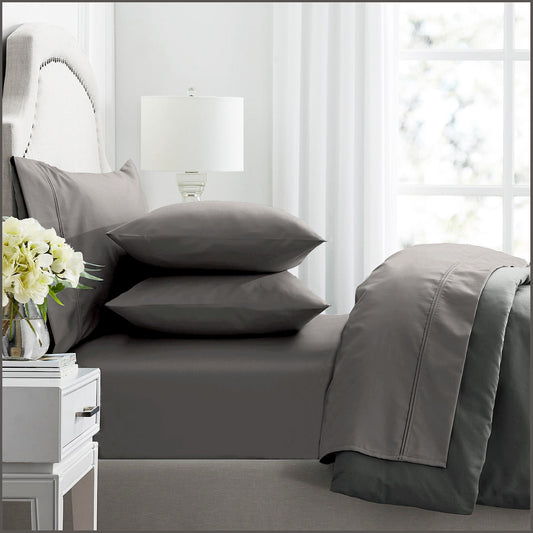 Mega Queen Bed Renee Taylor Premium 1000 Thread Count Egyptian Cotton Sheet Set Pewter