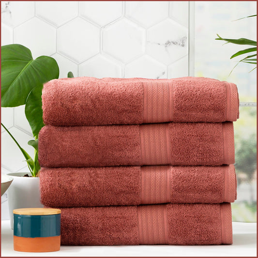 Renee Taylor Stella 650 GSM Super Soft Bamboo Cotton 4 Piece Bath Towel Brick