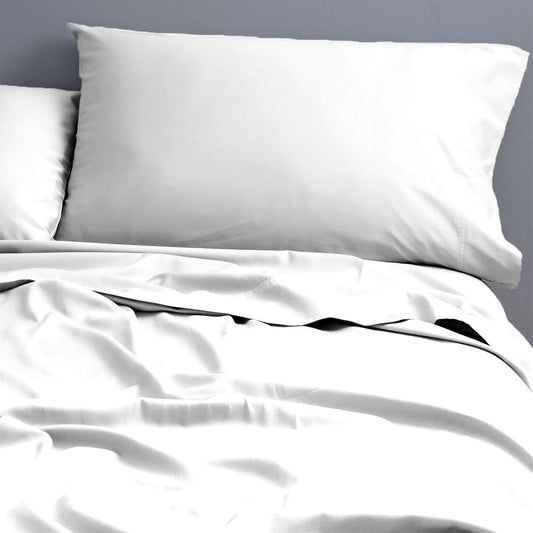 Queen Bed Park Avenue 500 Thread Count Natural Cotton Sheet Set White