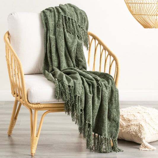 Renee Taylor Newland Polyester Chenille Throw 130 x 170 Cms Greenlake
