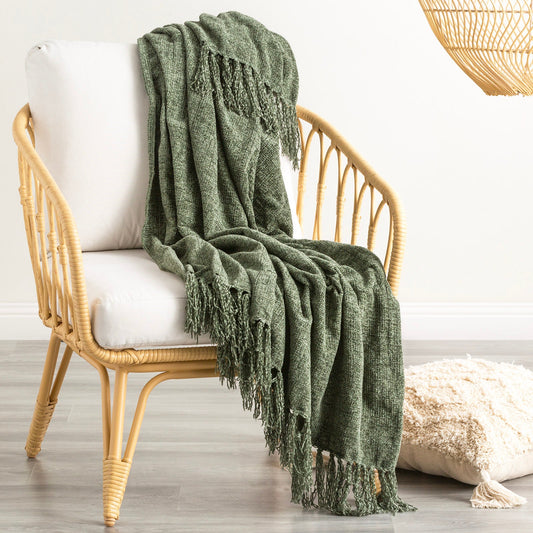 Renee Taylor Newland Polyester Chenille Throw 130 x 170 Cms Greenlake