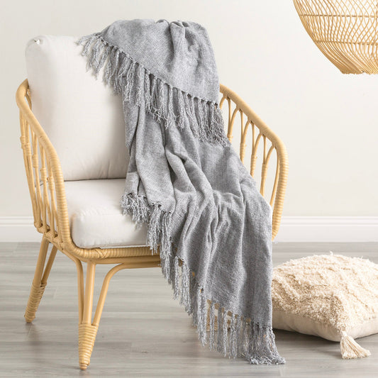 Renee Taylor Newland Polyester Chenille Throw 130 x 170 Cms Silverline