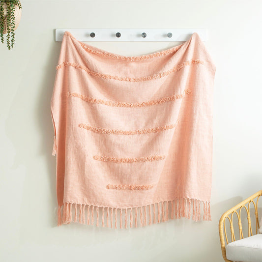 Renee Taylor Cambridge Cotton Slub Tufted Throw Dusky