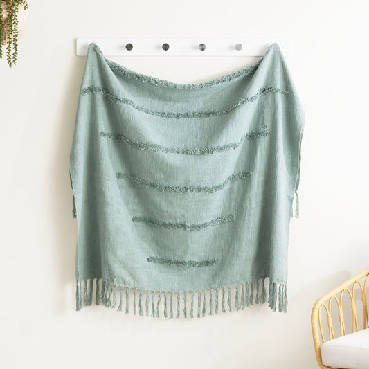 Renee Taylor Cambridge Cotton Slub Tufted Throw Basil