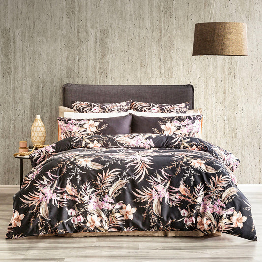 Queen Bed Renee Taylor 300 TC Cotton Reversible Quilt cover sets Grevillea Onyx