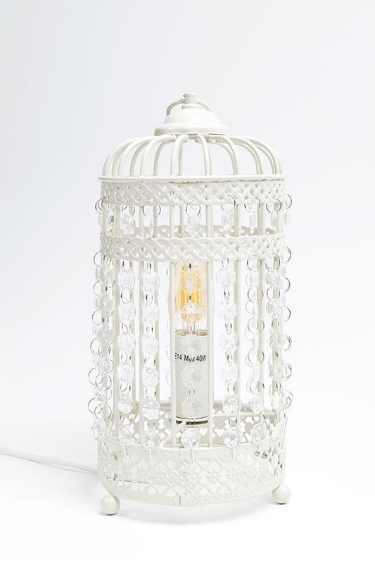 Lexi Lighting Harmony White Iron Birdcage Table Lamp