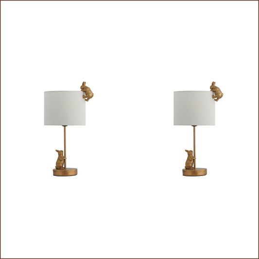 2X Lexi Lighting Two Rabbits Playing Table Lamp