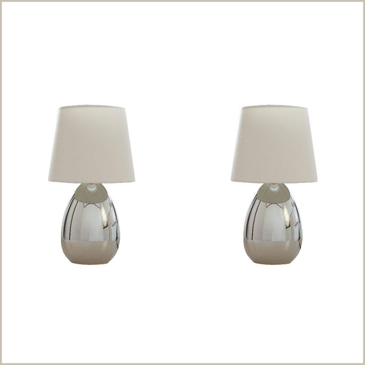 2X Lexi Lighting Libby Touch Table Lamp - Chrome with White Shade