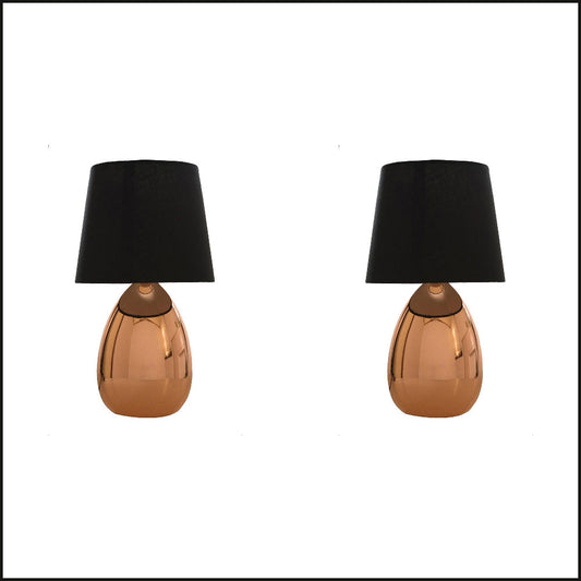 2X Lexi Lighting Libby Touch Table Lamp - Copper with Black Shade