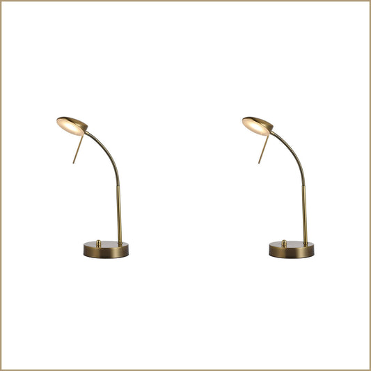 2 X Lexi Lighting Jella LED Table Lamp - Antique Brass