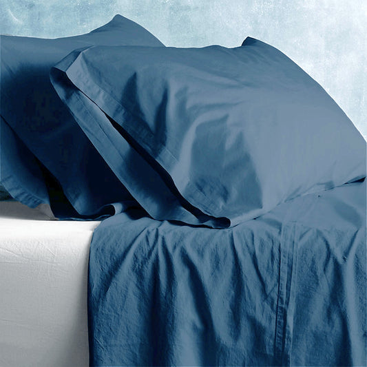 Double Bed Park Avenue European Vintage Washed Cotton Sheet sets Blue