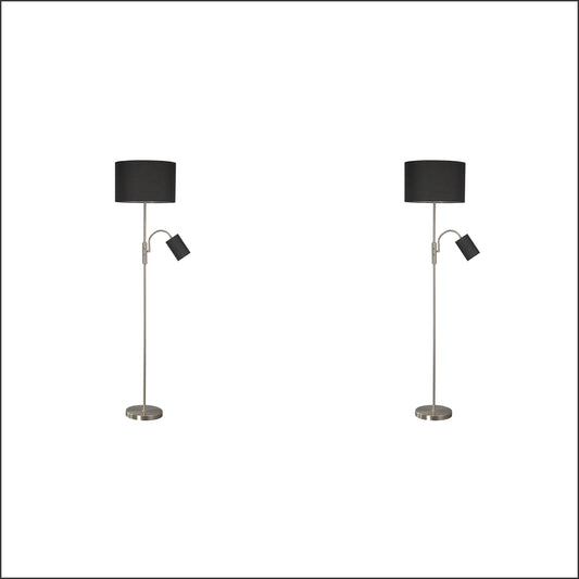 2 X Lexi Lighting Cylinya Mother and Child Floor Lamp - Black