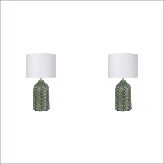 2 X Lexi Lighting Bloom Ceramic Table Lamp - Green