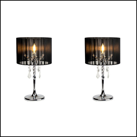 2X Lexi Lighting Paris Crystal Table Lamp - Black