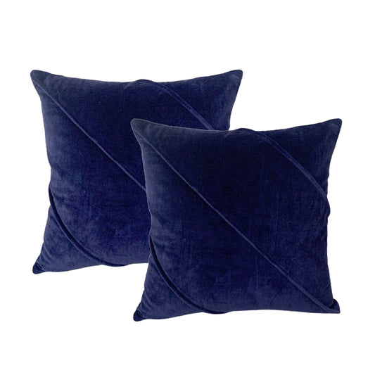 Cloud Linen Cotton Velvet Cushion 50 x 50 Cms Feather Filled Trova Ink -Twin Pack