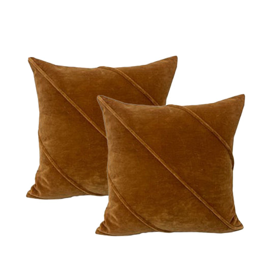 Cloud Linen Cotton Velvet Cushion 50 x 50 Cms Feather Filled Trova Wood -Twin Pack