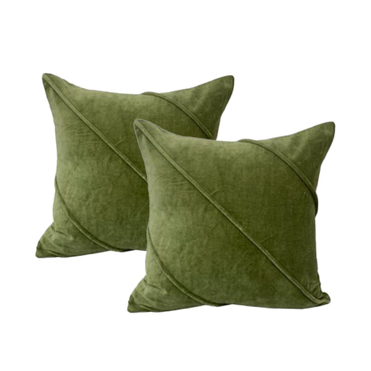 Cloud Linen Cotton Velvet Cushion 50 x 50 Cms Polyester Filled Trova Sage -Twin Pack