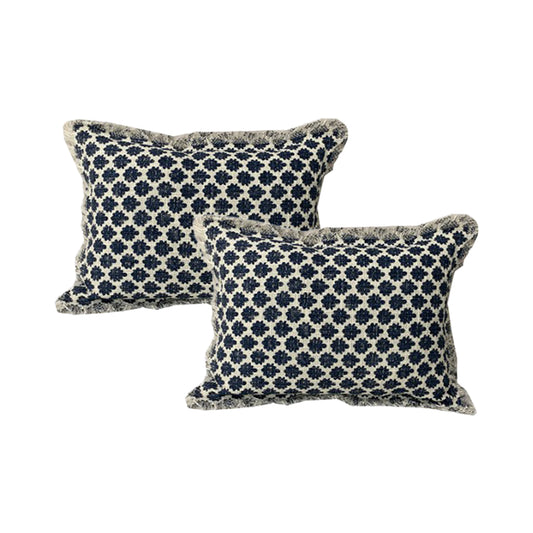 Cloud Linen Cotton Embroidered Cushion 33 x 55 Cms Polyester Filled Somerset Grey -Twin Pack