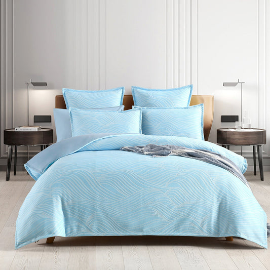 Super King Bed Renee Taylor Oscillate Jacquard Quilt cover set Sky