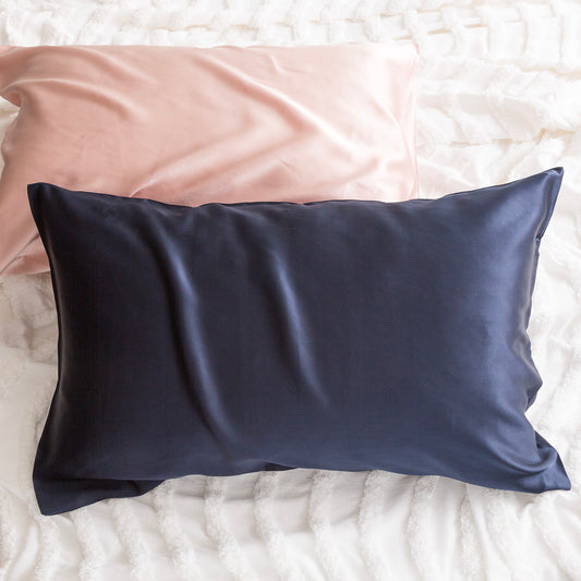 Renee Taylor 100% Mulberry Silk Standard Pillow Case Navy
