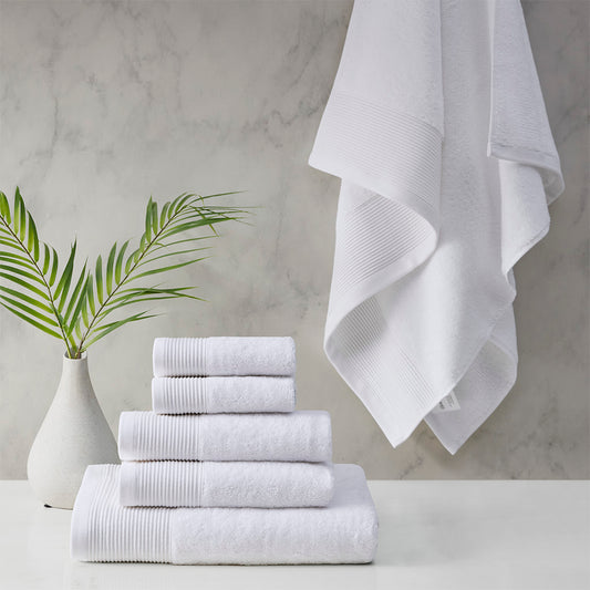 Cloud Linen Retreat Cotton Tencel Antimicrobial 6 Piece Towel Set  White