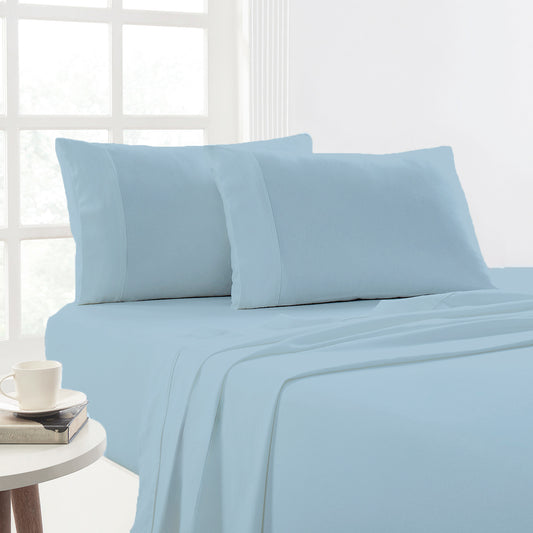 Park Avenue 175 GSM Egyptian Cotton Flannelette Sheet Sets Mega King Sky
