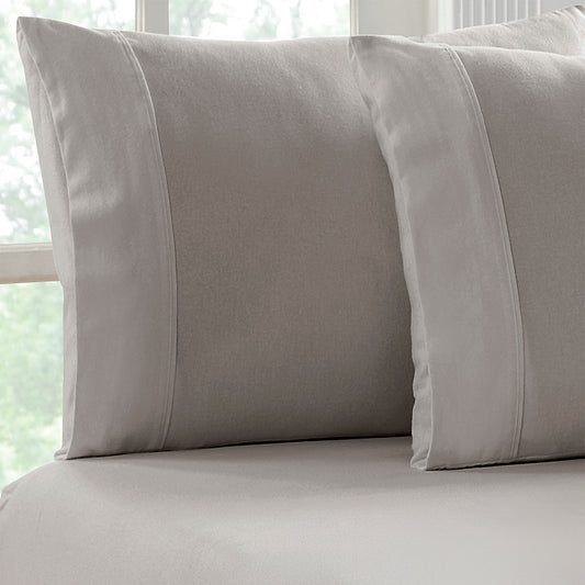 Park Avenue 175 GSM Egyptian Cotton Flannelette Fitted and Pillowcase Set Long Single Ash