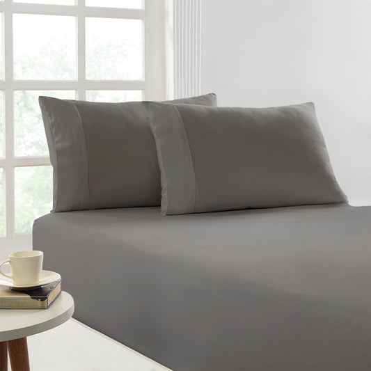 Park Avenue 175 GSM Egyptian Cotton Flannelette Fitted and Pillowcase Set Super King Silver