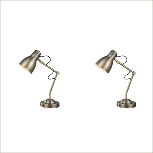2X Lighting Nord Metal Table Lamp - Antique Brass