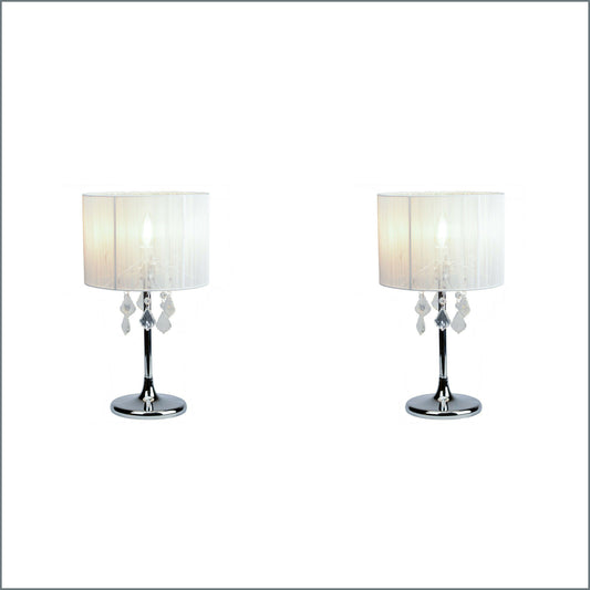 2X Lexi Lighting Paris Crystal Table Lamp - White