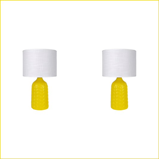 2 X Lexi Lighting Bloom Ceramic Table Lamp - Yellow